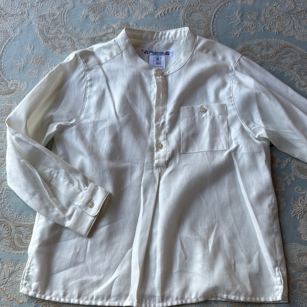 Bonpoint White Boys Button Shirt.